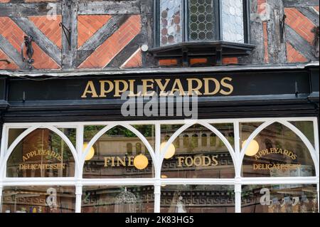 Shrewsbury, Regno Unito - 14 luglio 2022: Appleyards Delicatessen a Shrewsbury, Engalnd. Foto Stock