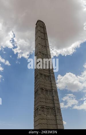 Stele di Roma (Stele 2) presso il campo di stele settentrionali di Axum, Etiopia Foto Stock