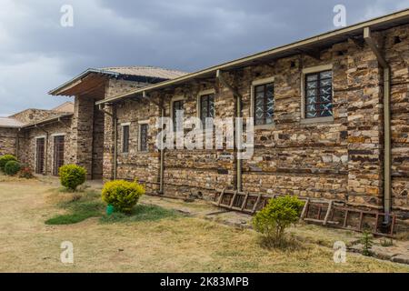 Edificio del museo archeologico presso il campo stelae settentrionale di Axum, Etiopia Foto Stock