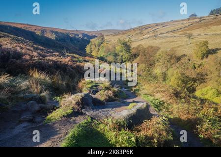 Sentiero per le cascate del Bronte e le alture di Wutherung Foto Stock