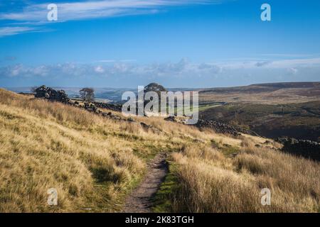 Sentiero per le cascate del Bronte e le alture di Wutherung Foto Stock