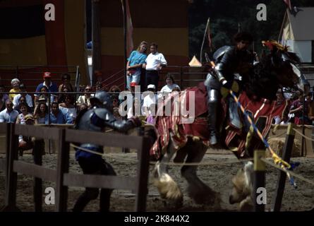 Agoura CA USA 5/1992. Renaissance Pleasure Faire. Rinascimento da 14th a 16th secoli. Giochi, cibo, giostre, cavalieri, costumi meravigliosi, e teatro popolare. Foto Stock