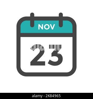 Novembre 23 giorno di calendario o Data di calendario per la scadenza e l'appuntamento Illustrazione Vettoriale
