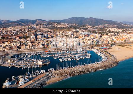 Foto aerea della città spagnola El Masnou Foto Stock