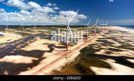 Delta do Parnaiba Wind Farm è una centrale eolica onshore del 30MW. Si trova a Piaui, Brasile. Foto Stock