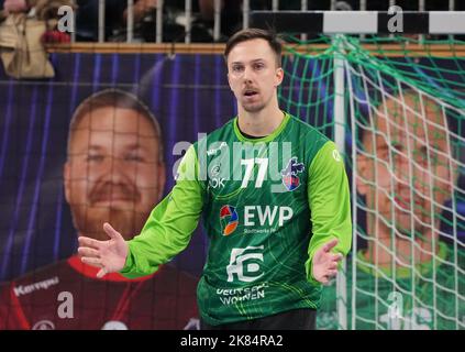 Potsdam, Germania. 20th Ott 2022. Pallamano: DHB Cup, 1st VfL Potsdam - THW Kiel, knockout round, 2nd round, MBS Arena, portiere di Potsdam Mark Ferjan. Credit: Soeren Stache/dpa/Alamy Live News Foto Stock