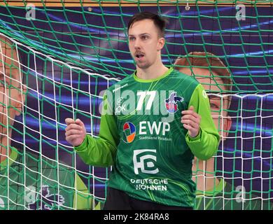 Potsdam, Germania. 20th Ott 2022. Pallamano: DHB Cup, 1st VfL Potsdam - THW Kiel, knockout round, 2nd round, MBS Arena, portiere di Potsdam Mark Ferjan. Credit: Soeren Stache/dpa/Alamy Live News Foto Stock