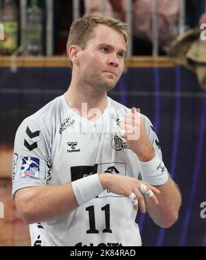 Potsdam, Germania. 20th Ott 2022. Pallamano: DHB Cup, 1st VfL Potsdam - THW Kiel, knockout round, 2nd round, MBS Arena, Kiell's Petter Overby. Credit: Soeren Stache/dpa/Alamy Live News Foto Stock