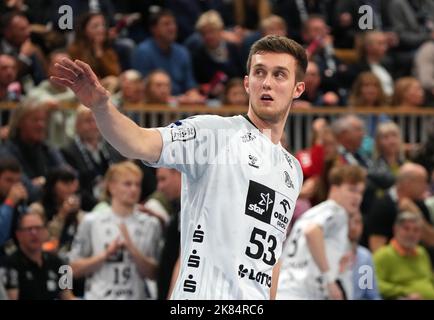 Potsdam, Germania. 20th Ott 2022. Pallamano: DHB Cup, 1st VfL Potsdam - THW Kiel, knockout round, 2nd round, MBS Arena, Nikola Bilyk di Kiel. Credit: Soeren Stache/dpa/Alamy Live News Foto Stock