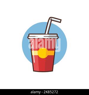 Soft drink Red Paper Cup Vector Cartoon Illustration - Fast Food Illustration Illustrazione Vettoriale