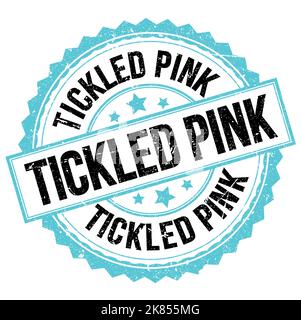 Testo ROSA SOLLETICO scritto su un cartello blu-nero con timbro rotondo Foto Stock