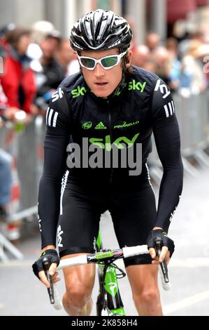 Geraint Thomas di Team Sky in azione durante la fase 15 Foto Stock