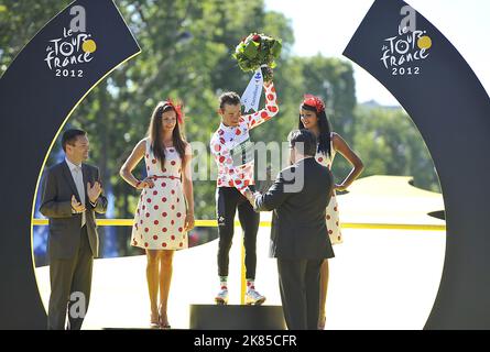 Thomas Voeckler vince la categoria montana. Tour de France 2012, fase 20, ultimo giorno di Parigi Foto Stock