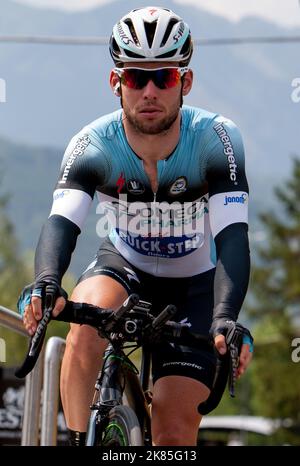 Fase 17 Tour De France Embun a Chorges ITT, Mark Cavendish team Omega Pharma Quickstep sulla rampa di partenza. Foto Stock