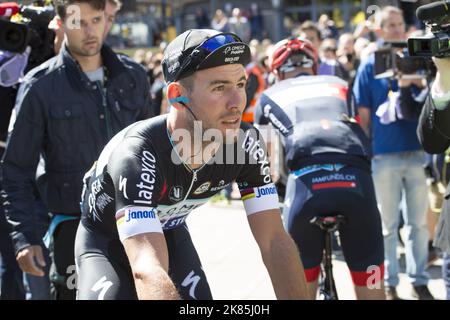 Mark Cavendish, Omega Pharma-Quick Step prima dell'inizio della fase Foto Stock