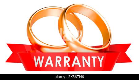 Concetto di garanzia degli anelli di nozze. 3D rendering isolato su sfondo bianco Foto Stock