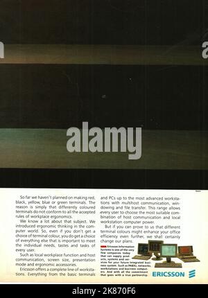 Ericsson PC Ericsson computer vintage rivista pubblicità Foto Stock