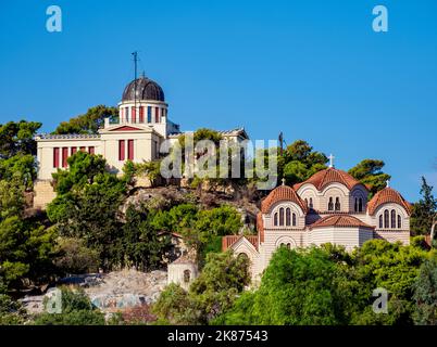 Santa Chiesa di San Marina e Osservatorio Nazionale, Atene, Attica, Grecia, Europa Foto Stock