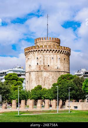 Torre Bianca, patrimonio dell'umanità dell'UNESCO, Salonicco, Macedonia centrale, Grecia, Europa Foto Stock