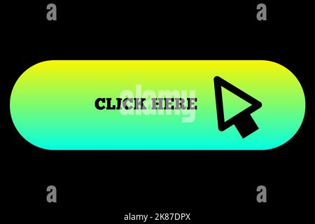 Colore sfumato fare clic qui icona carica pulsante simbolo carica Sito Web puntatore freccia Mobile App forma segno Logo semplice piatto Illustrazione Foto Stock