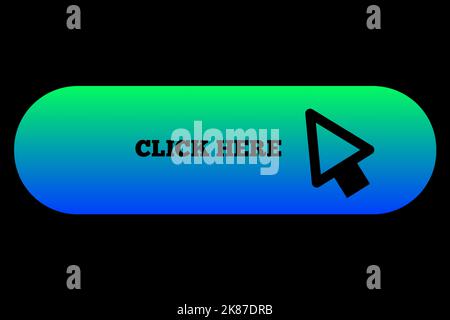 Colore sfumato fare clic qui icona carica pulsante simbolo carica Sito Web puntatore freccia Mobile App forma segno Logo semplice piatto Illustrazione Foto Stock