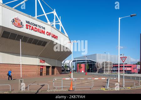 Lo Stadio della luce e Sunderland Aquatic Centre, Vaux Brewery Way, Sheepfolds, Città di Sunderland, Tyne e Wear, Inghilterra, Regno Unito Foto Stock