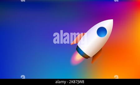 Background aziendale con concetto di startup. Illustrazione blu e arancione per il sito Web o il poster. Illustrazione vettoriale Illustrazione Vettoriale