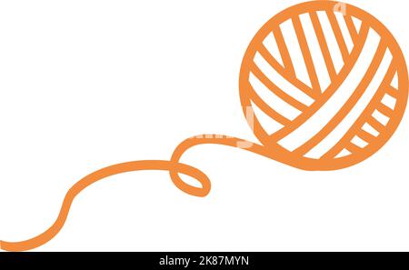 Doodle contorno icona a forma di palla di filato per la lavorazione a maglia. Illustrazione vettoriale disegnata a mano di forniture per maglieria, oggetti hobby, tempo libero. Illustrazione Vettoriale