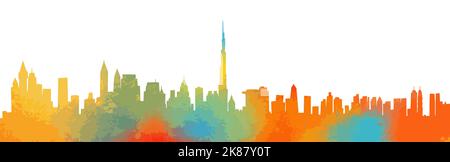 Città colorata. Linea astratta della città. Illustrazione vettoriale Illustrazione Vettoriale