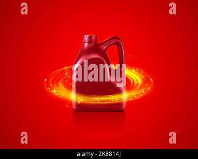 Imbottigliare l'olio motore su fondo rosso nero Foto stock - Alamy
