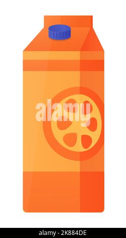 Orange Juice Box - moderno design piatto stile singola immagine isolata Illustrazione Vettoriale