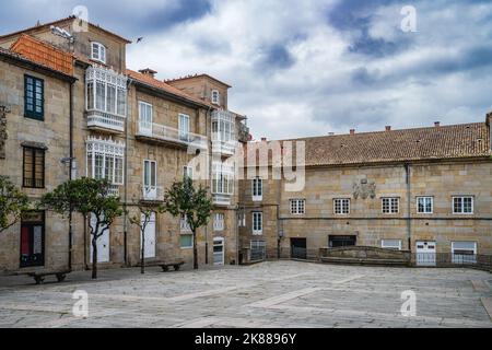 Piazza nella città di Pontevedra, in Galizia, Spagna. Foto Stock