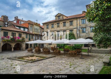 Piazza nella città di Pontevedra, in Galizia, Spagna. Foto Stock