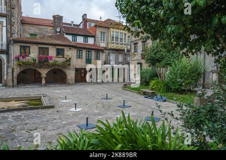 Piazza nella città di Pontevedra, in Galizia, Spagna. Foto Stock