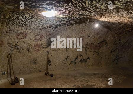 Interno del castello di Boldogko (prigione), Ungheria Foto Stock