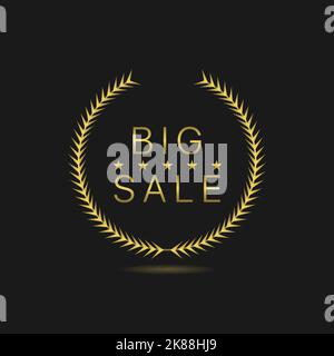 Grande vendita oro alloro wreath etichetta Illustrazione Vettoriale