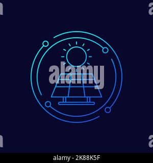 icona del vettore di linea del pannello solare Illustrazione Vettoriale