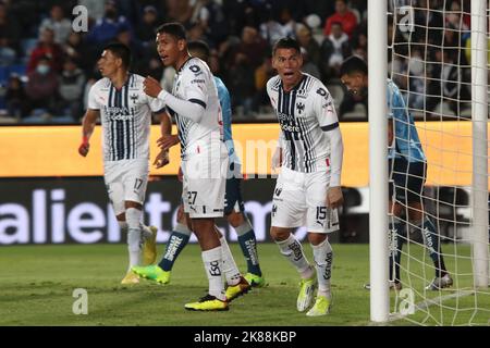 Pachuca, Messico. 20th Ott 2022. Hector Moreno del Monterrey FC celebra il suo gol durante la partita di calcio semifinale tra Tuzos e Monterrey del torneo di apertura 2022 della MX League allo stadio Hidalgo. Il 20 ottobre 2022 a Pachuca, Messico. (Credit Image: © Ismael Rosas/eyepix via ZUMA Press Wire) Credit: ZUMA Press, Inc./Alamy Live News Foto Stock