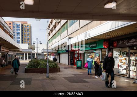 Il centro commerciale di Eccles, una città settentrionale della Greater Manchester Foto Stock