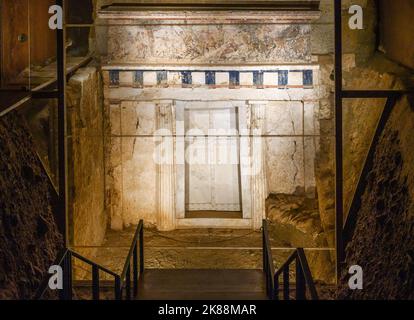 La Tomba di Re Filippo II di Macedone, Museo delle Tombe reali di Aigai, Vergina, Macedonia, Grecia Foto Stock