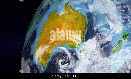 Globo terrestre realistico incentrato sull'Australia Foto Stock