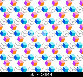 pattern vettoriale senza giunture composto da 3d cubi Illustrazione Vettoriale