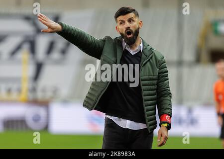 L'allenatore capo di Cercle, il Muslic, ha illustrato nel corso di una partita di calcio tra Cercle Brugge e Sporting Charleroi, venerdì 21 ottobre 2022 a Brugge, il giorno 14 della prima divisione del campionato belga della 'Jupiler Pro League' del 2022-2023. BELGA FOTO KURT DESPLENTER Foto Stock