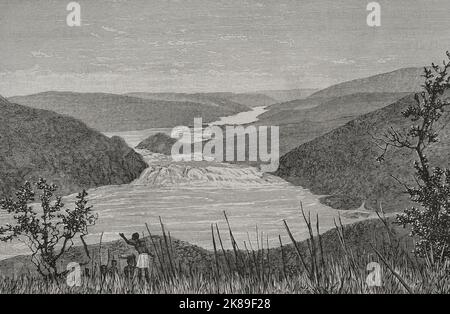 Cascate di Yellala, vista sulla riva sinistra. Foto Stock