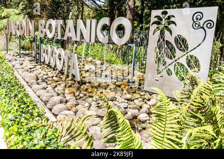 Bogota Colombia,Engativa Calle 63 Jardin Botanico de Bogota¡ Josef© Celestino Mutis Giardino Botanico cartello d'ingresso, colombiani ispanici Hispa Foto Stock