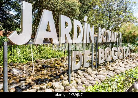 Bogota Colombia, Engativa Calle 63 Jardin Botanico de Bogota¡ Jos© Celestino Mutis Bogota Giardino Botanico cartello d'ingresso, colombiani ispanici Foto Stock