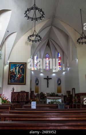 Interno, Cattedrale di Notre Dame, Papeete, Polinesia Francese Foto Stock