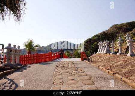 Il santuario di Udo è un santuario shinto a Nichinan, prefettura di Miyazaki, Kyushu, Giappone. Foto Stock