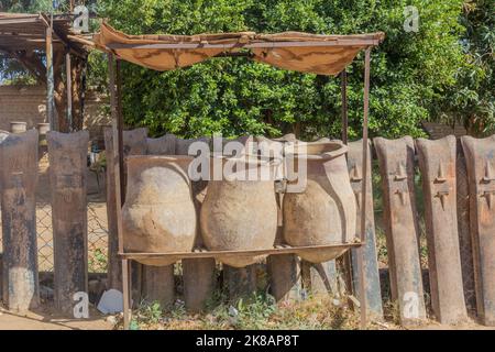 Acqua potabile vasi di argilla a Karima, Sudan Foto Stock