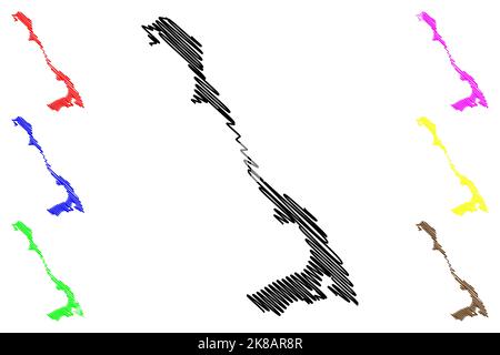 Cat Island (Commonwealth delle Bahamas, Cenrtal America, Isole Caraibi) mappa vettore illustrazione, schizza schizzo mappa Cat mappa Illustrazione Vettoriale